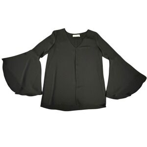 Amanda Uprichard Women's Small Black Bell Sleeve Blouse Top Whimsigoth #CC9-6